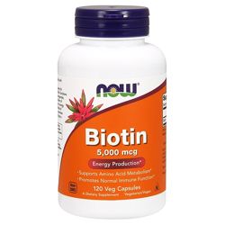 Biotin, 5000, Now, витамины для волос,120 капсул