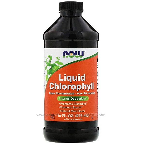 Хлорофилл жидкий, со вкусом мяты, Chlorophyll Now Foods, 473мл.