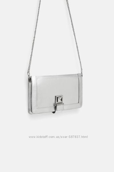 Сумка кошелек Zara, оригинал клатч серебро кросс боди