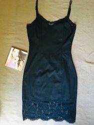 Zara trafaluc чёрное платье в бельевом стиле, S оригинал