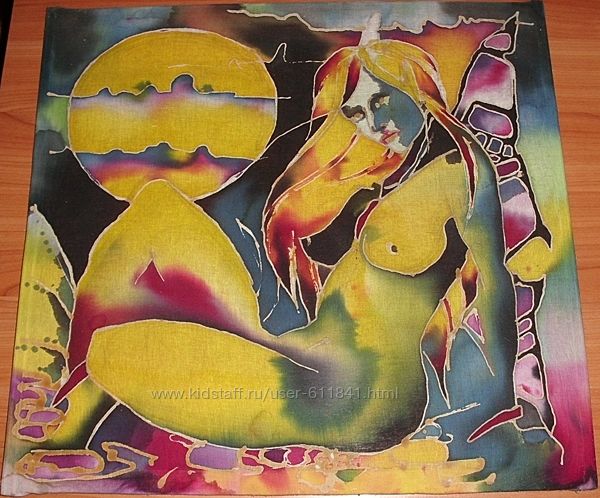 Картина батик Девушка и солнце 49х53 см