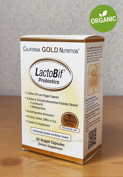 California Gold Nutrition, LactoBif, пробиотики, 5 млрд КОЕ, 60 капсул 