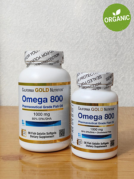 California Gold Nutrition, Омега 800, 1000 мг, 30/90 капсул