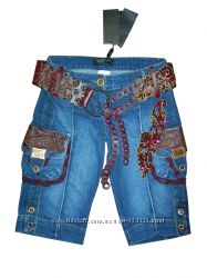 Шикарные джинсовые бриджи SASSOFONO р. 36-8-S