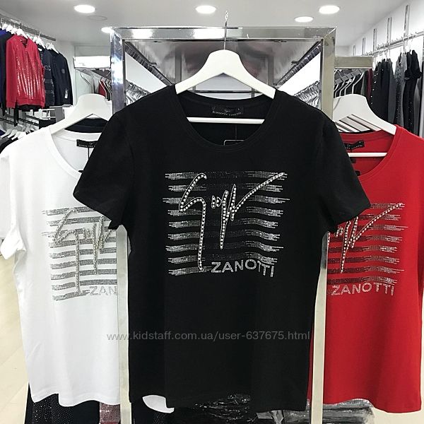 Женская футболка Giuseppe Zanotti, Glam Rich стразы Турция батал