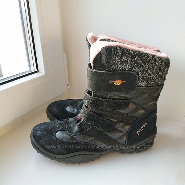 Замшевые зимние ботинки сапоги Pippi 32р. 22см.