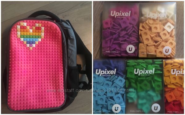 Рюкзак Upixel Maxi черный-фуксия и 5 коробочек пикселей