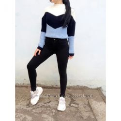 Облегающие женские джинсы HEPYEK с высокой посадкой черные