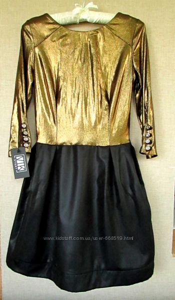 Красивое блестящее нарядное платье черно-золотое