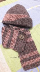 Вязанный комплект шапка и шарф