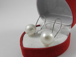 Сережки натуральна біла перлина, жемчуг 10 мм срібло 925 пробы