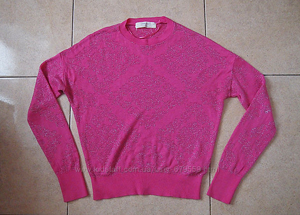свитер Zara  S-M розовый с серебром