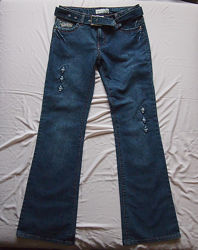  джинсы 29  клеш стрейч стразы  s - М высокий рост