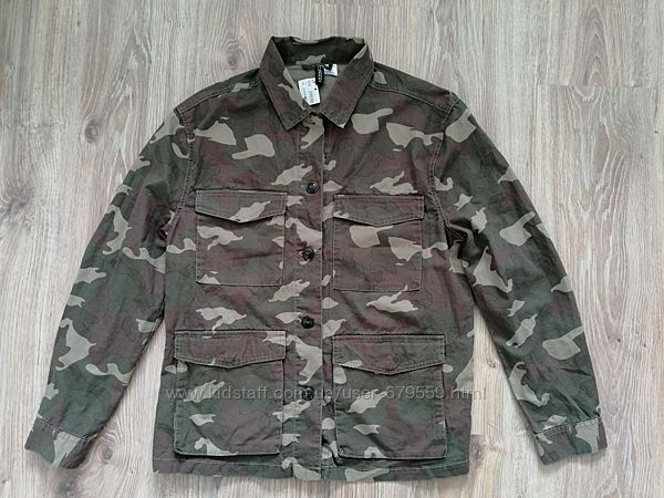 Куртка рубашка h&m 40 l милитари хаки
