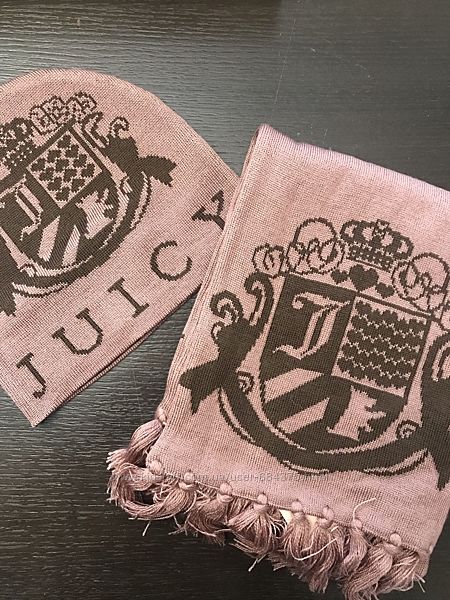 Шикарный брендовый набор шапка шарф Juicy Couture