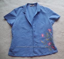 Блуза лён с вышивкой, размер S.