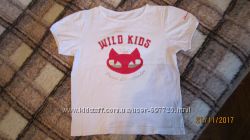 Белая футболка Demix Wild Kids с котом р. 122 см