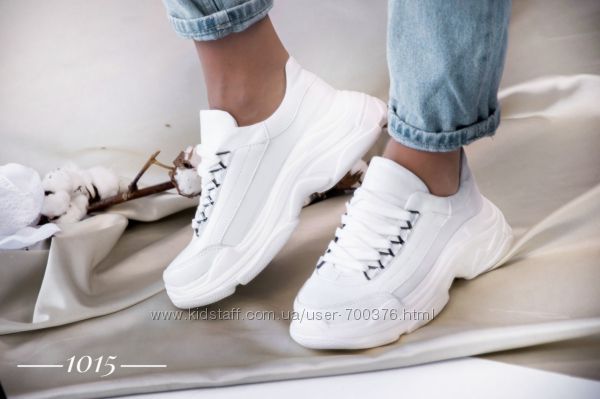 Кроссовки, натуральная кожа, белые, 40 р