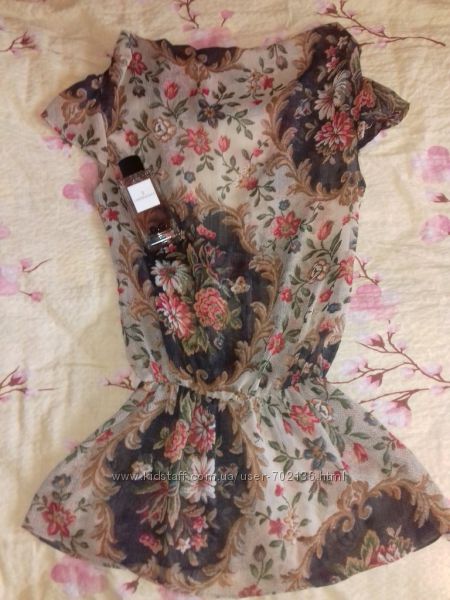 Удлиненная блуза-туника свободного кроя с красивой спинкой S-M 42-46