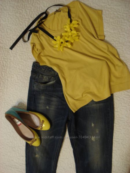 Желтая блузка футболка Geox Respira кофточка трикотажная р. S-M шелк хлопок