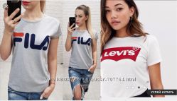 Стильные футболки под бренд FILA, LEVIS, MERSI, Calvin Klein, коттон, Турци