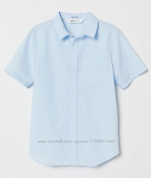 Рубашка H&M для мальчика с коротким рукавом, размер 8-9, 9-10 лет, школа