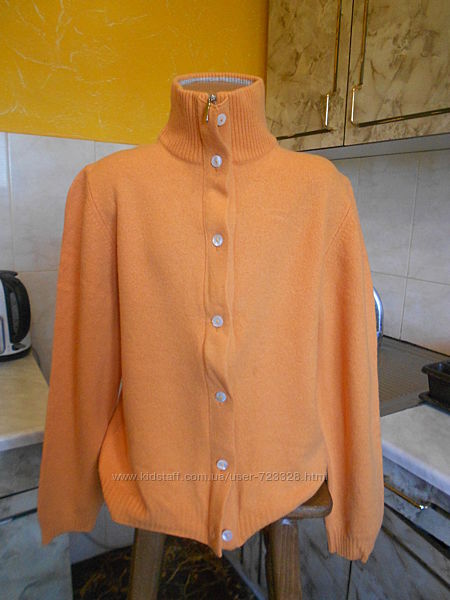 свитер кофта на замке оранжевая Италия 9/10 лет 50лана, 30кашемир, 20вис