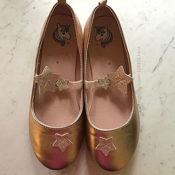 Туфли балетки с единорогом и звездами H&M, размер 34, стелька 21,5 см