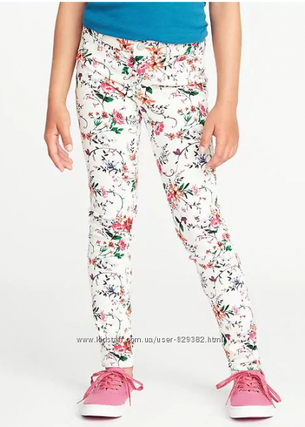 Джинсы, светлые брюки с цветочным орнаментом брюки Old Navy 10, 12 лет