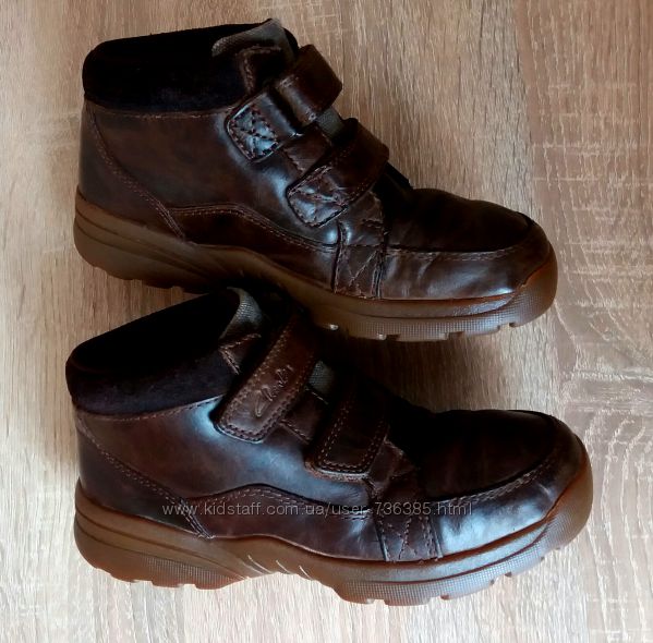 Кожаные деми ботинки Clarks, 29 размер 11 F, Камбоджия.