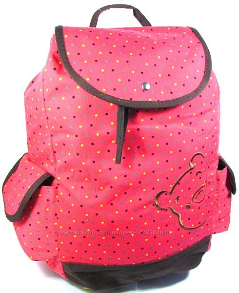Рюкзак женский городской молодёжный розовый с мишкой. Хит