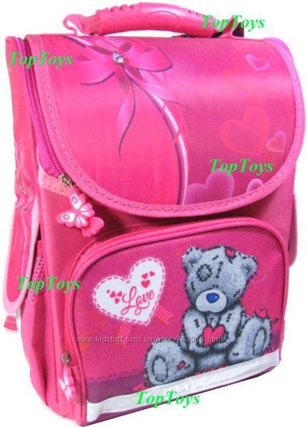 Рюкзак каркасный ортопедический школьный для девочки, с мишкой Тедди 