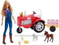 Набор кукла Барби Фермер с трактором и животными Barbie Doll and Tractor