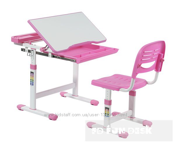 Комплект парта и стул FunDesk Cantare pink - для небольших помещений