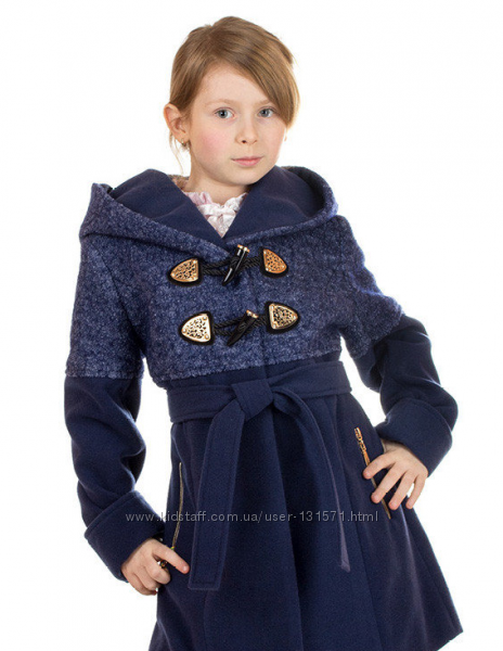 Демисезонное кашемировое пальто для девочки Букле с поясом 