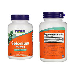 Селен, Selenium  100 мкг, 200 мкг Now foods 100 мг 250 таблеток. 