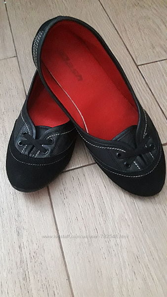 Кожаные черные туфли балетки Dash 38/39 р-ра 25 см