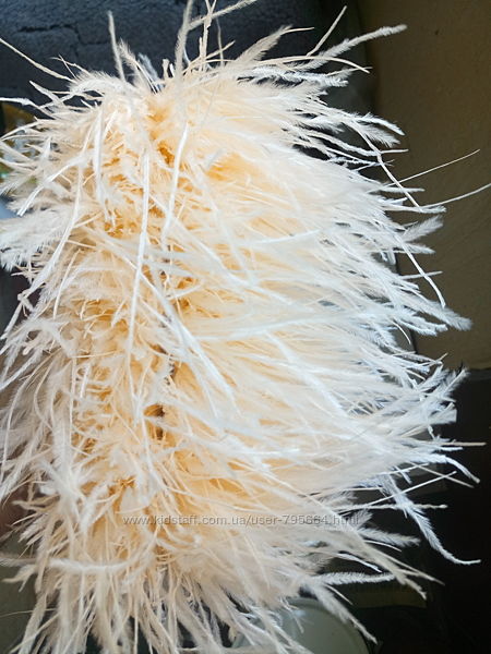 Перья страусинные на шелковой ленте 10 метров персикового цвет , бежевый