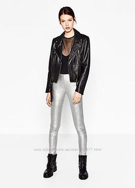 Женские модные леггинсы H&M ,  серебро стрейч 36 размер 