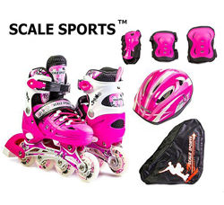Ролики Scale Sports. Комплект с защитой и шлемом. 4 расцветки. Размер 29-37