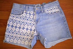 Красивые джинсовые шорты с кружевом Олд Неви, размер 14л. С  Lace-Trim