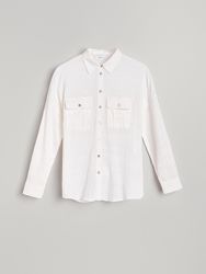 Белая блуза, рубашка из  жатой ткани, хлопок Резервед, р.44, Reserved