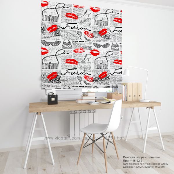 Римские шторы с газетным и ретро принтами, 37 вариантов