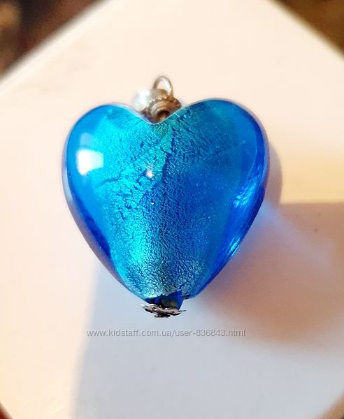 Кулон сердце муранское стекло 