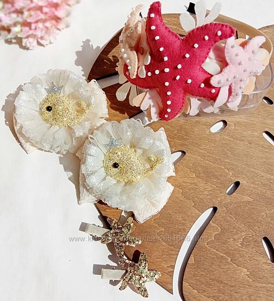 Заколочки летние морские бантики весенние звездочки обруч морская звезда