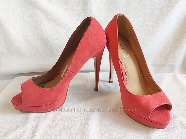 Туфли женские замшевые на каблуке коралловые Dune Размер 39 EU 40