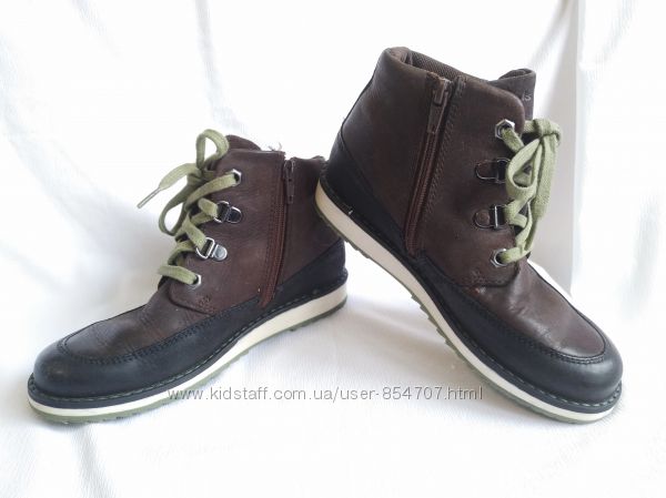 Ботинки детские кожаные демисезонные коричневые Clarks Gore-Tex Размер 31