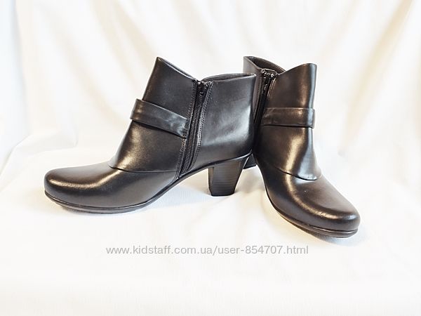 Ботинки женские демисезонные кожаные черные полусапожки ботильоны Clarks р
