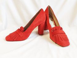 Туфли женские лоферы замшевые коралловые на каблуке Boden Ora размер 39