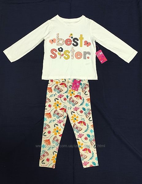 Костюм детский хлопковый Best sister by Nutmeg размер 86-92 см, 1,5-2 го